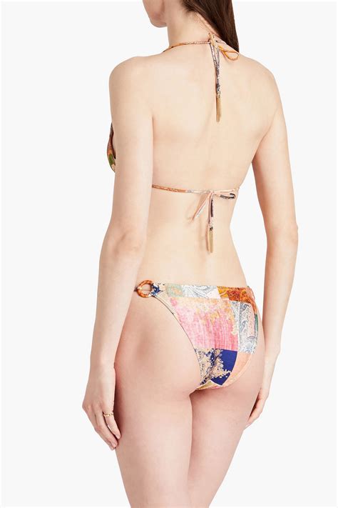 Zimmermann Paisley Print Triangle Bikini In Marigold Modesens