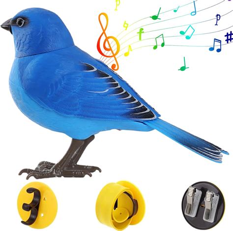 Neroyaner Fake Birds Sound And Motion Activated Singing Birds With Movable Mouse And