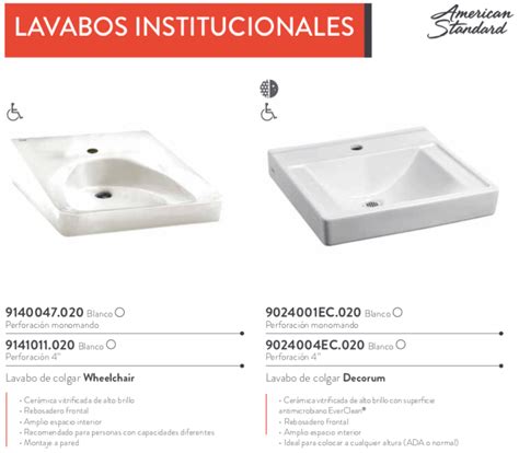 Lavabos Institucionales American Standard Vanguarda Mexico