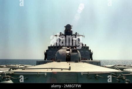 A View Of The Inch Dual Purpose Guns And The Bridge Aboard The