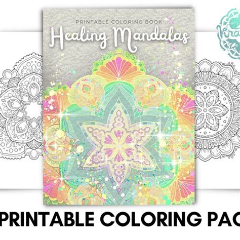 Healing Mandalas Printable Coloring Book Pdf Mindfulness Etsy