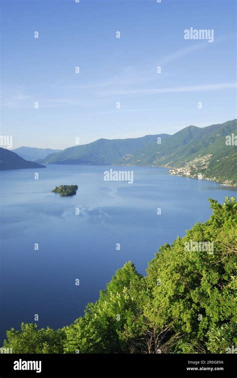 Lake Maggiore with isle of Brissago, Isole di Brissago, Ronco sopra Ascona, lake Maggiore, Lago ...