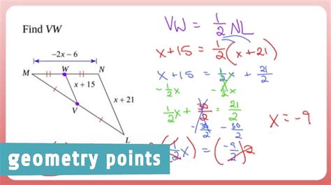 Geometry Points Midsegment Of A Triangle Example 3 YouTube