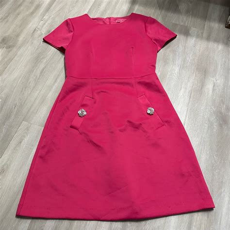 Betsey Johnson Hot Pink Barbiecore Sheath Dress Sz Gem