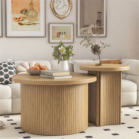 Amazon.com: Round Fluted Nesting Coffee Table - 2 Piece Coffee Table