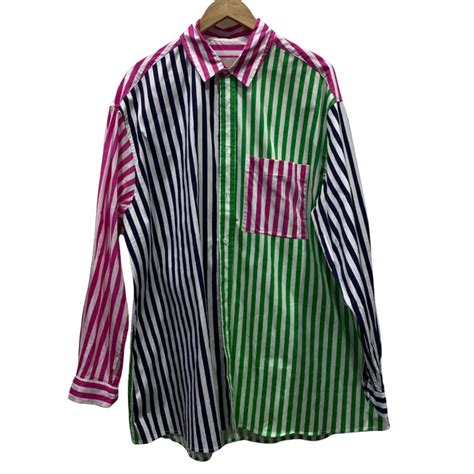 Blanca Womens Size 18 Long Sleeve Green Navy Blue Pink Striped