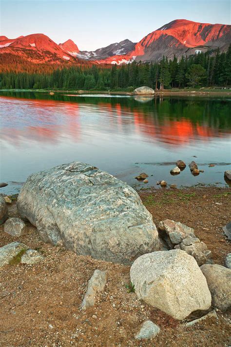 Alpenglow Above The Lake Photograph By John De Bord Fine Art America