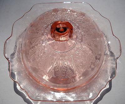 Vtg PINK Depression Glass COVERED BUTTER DISH PRINCESS Pattern