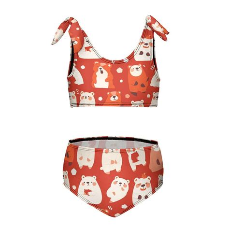 Cartoon Cute Bear Girl S Piece Bikini Set Beach Sport Swimsuit Swimwear Y Cm Walmart