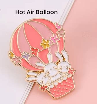 Easter White Bunny Hot Air Balloon Enamel Pin Distinct Pins