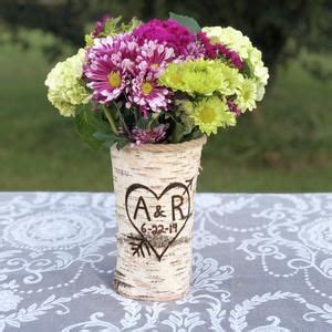 Personalized Birch Bark Vase Rustic Wedding Vases Wood Vases For