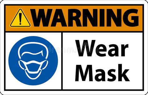 Warning Wear Mask Sign on White Background Stock Vector - Illustration ...