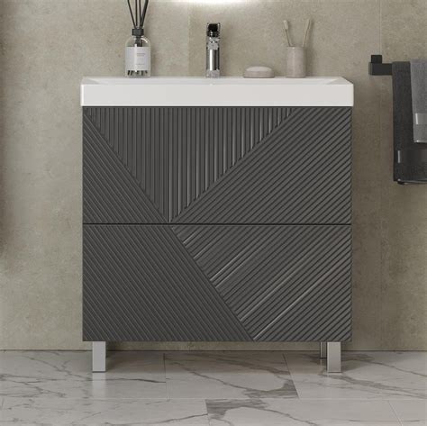 Тумба с раковиной Velvex Edge 80.2Y напольная, 81, 8 см, черная, с ...