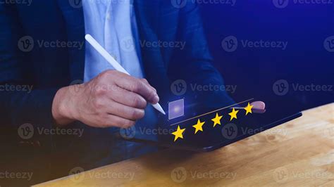 Star Rating Businessman Customer Giving Five Star Rating Review