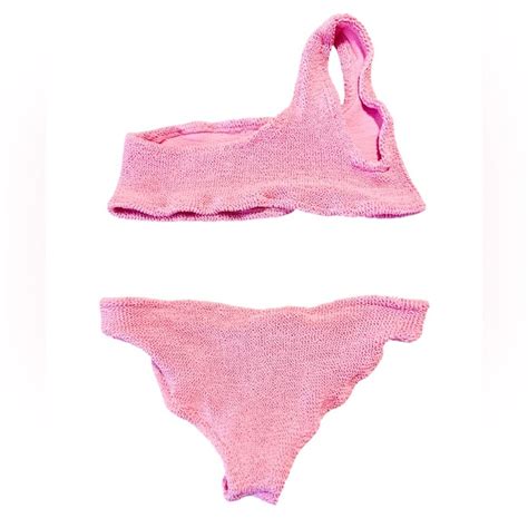 Hunza G Nancy One Shoulder Bikini Set Bubblegum Pink Os Ebay