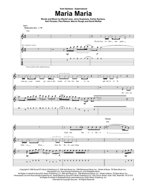Santana Maria Maria Guitar Tabs