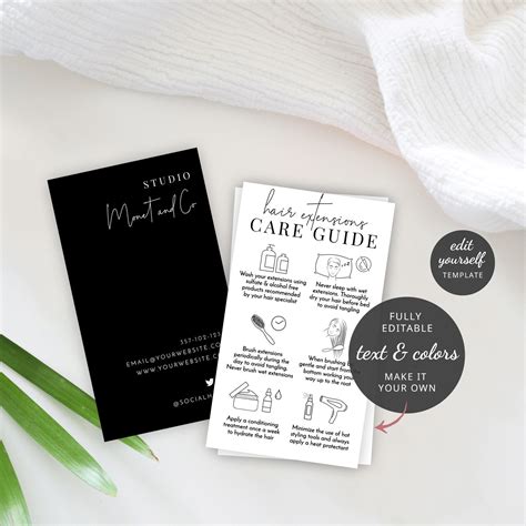 Hair Extensions Aftercare Template Editable Hair Extensions | Etsy