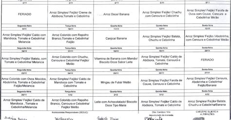 E M Joaquim Teixeira Camargos Cardápio Mensal Da Merenda Escolar