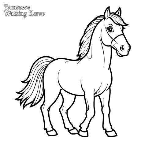horse hand drawn coloring page  outline vector design premium ai