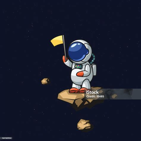 Astronot Mengambang Di Luar Angkasa Di Asteroid Ilustrasi Stok Unduh