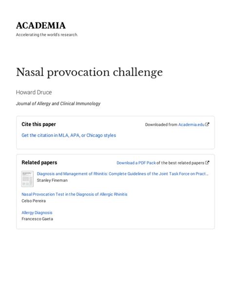 Nassal Provocation Test 2 Pdf Allergen Allergy