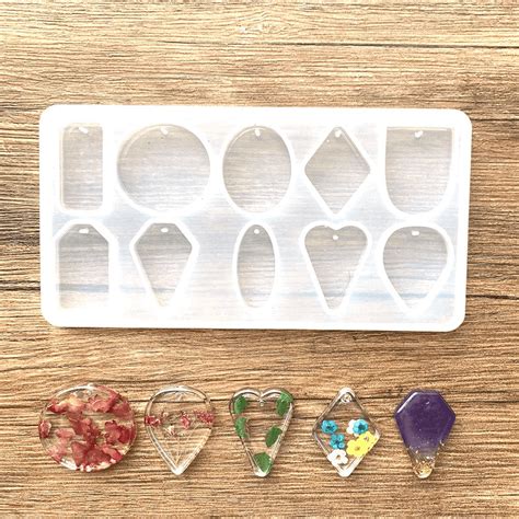 pcs resin jewelry molds  resin pendants keychains earrings