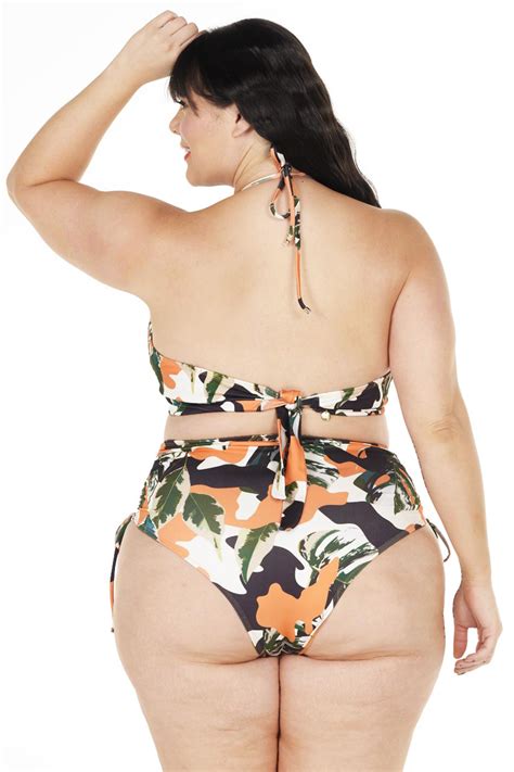 BIQUÍNI PLUS SIZE TOP DECOTE E HOT PANT LACINHO JACARTA AUDAZ MODA PLUS SIZE