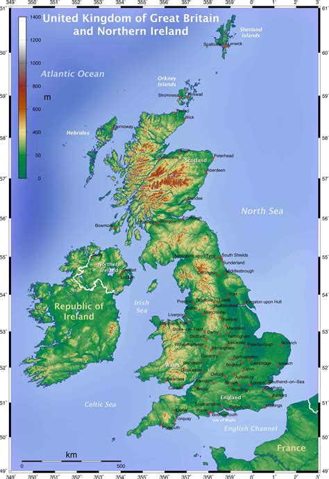 Topographical map of the British Isles (Islas Británicas)[2545x1750 ...