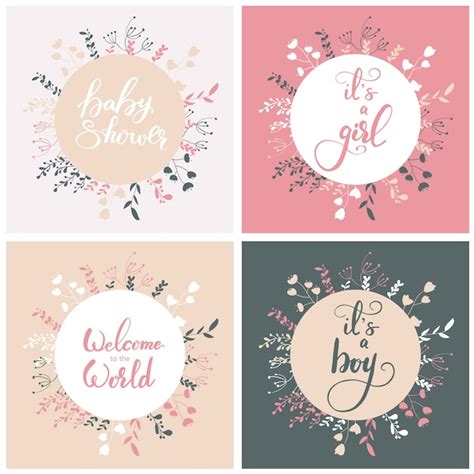 Satz Gru Karten Designs F R Babyparty Vektor Illustration Premium