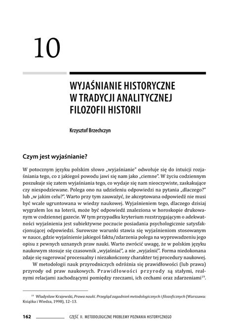 PDF Wyjaśnianie historyczne w tradycji analitycznej filozofii historii