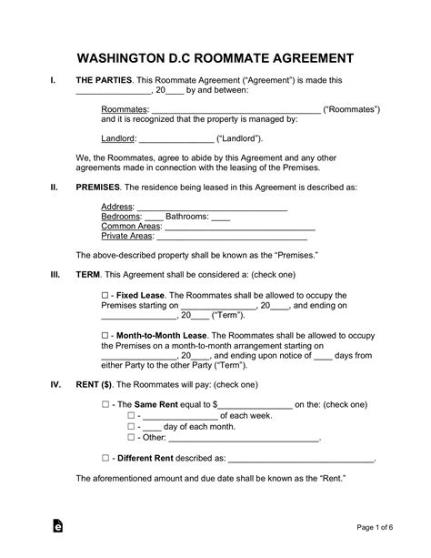 Washington Dc Lease Agreement Template