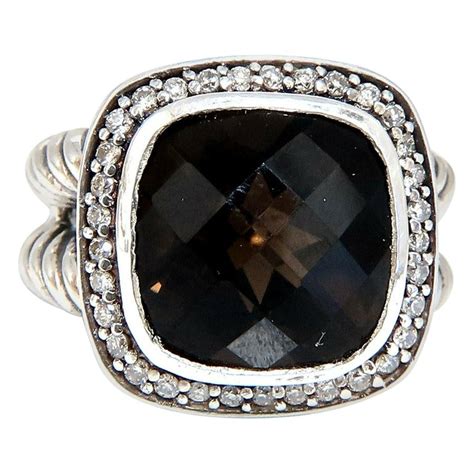 Natural Smokey Topaz Diamonds Ring Silver 925 For Sale At 1stdibs