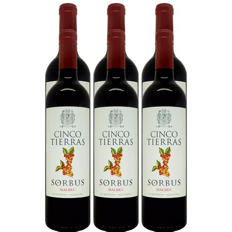 Caixa Com 6 Vinho Cinco Tierras Sorbus Malbec 750ml Empório Frei Caneca