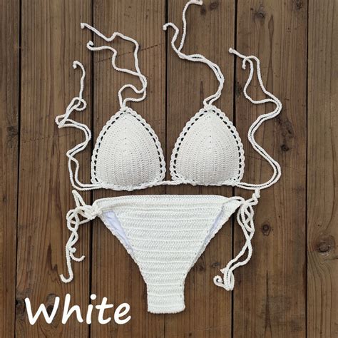 Women Crochet Sexy Bikini Set Top Bottom Boho String Bikini Sunbathing Swimsuit Ebay