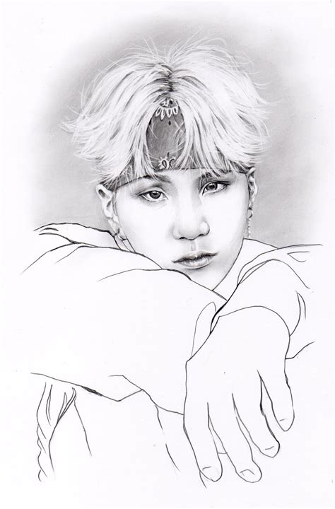 Namil Art Pencil Portrait Drawing Bts Suga K Pop Pencil