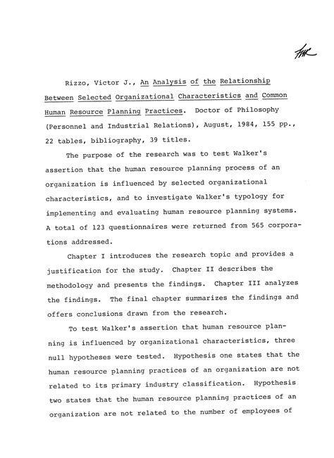 An Analysis of the Relationship Between Selected Organizational