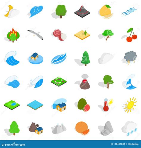 Forestation Icons Set Isometric Style Stock Vector Illustration Of