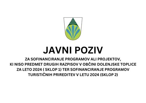 Javni Poziv Za Sofinanciranje Programov Ali Projektov Ki Niso Predmet