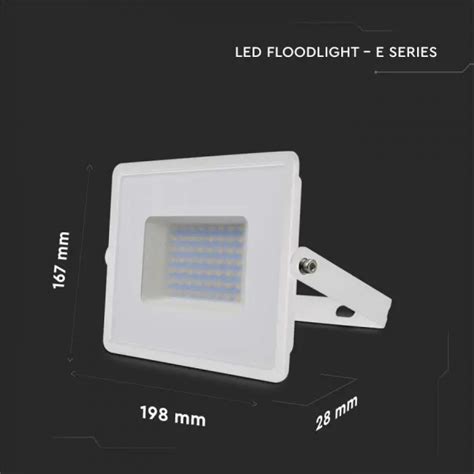 Proiector LED 50W E Series G2 Corp Alb IP65 Proiector V TAC De Exterior