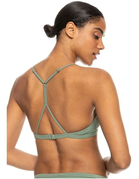 Roxy Pro The Cut Back Triangle Bikini Top In Agave Green Myer