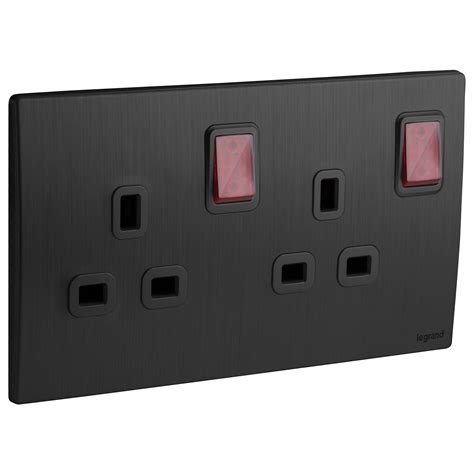 Mallia Senses British Standard Double Pole Socket Outlet Switched With