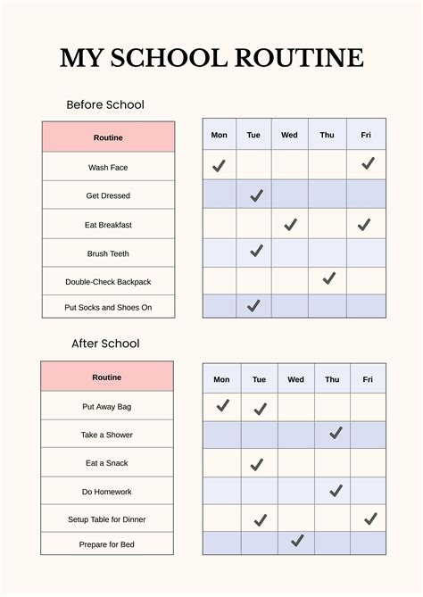 Before & After School Routine Chart in Illustrator, PDF - Download ...