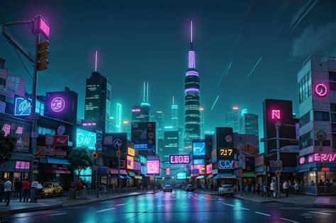 Premium Photo Neon City