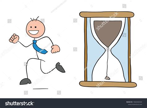 Hourglass Has Started Stickman Businessman Character Stock Vector Royalty Free 1982840444