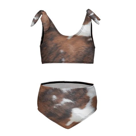 Cow Hide Brown White Girl S Piece Bikini Set Beach Sport Swimsuit Swimwear Y Cm