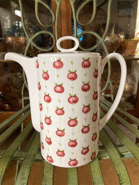 Suzie Cooper Designed Apple Gay Coffee Pot 8 Inches Tall Produced By Wedgewood 1960 To 1979