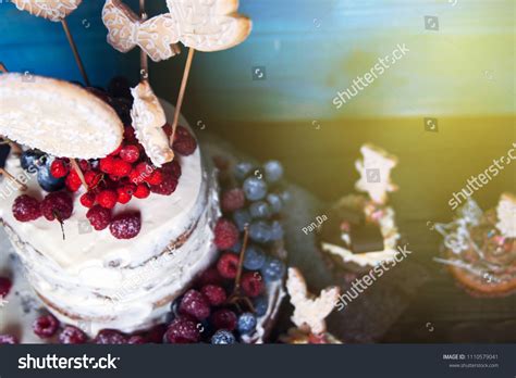 Naked Cake Decorated By Flowers Nuts Stock Photo Shutterstock
