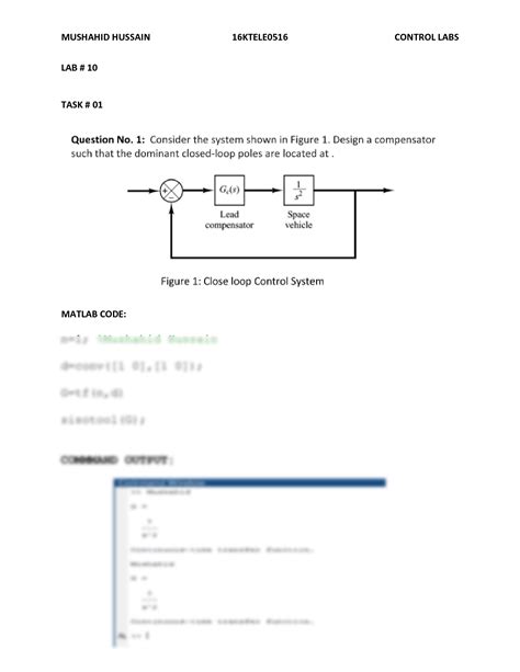 SOLUTION Design Compensator Using Matlab Studypool