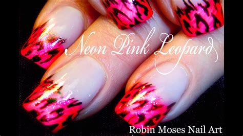 Neon Pink Leopard Nails Easy Messy French Mani Nail Art Design Youtube