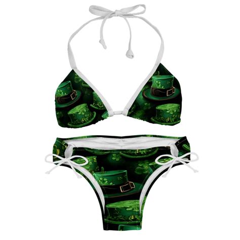 Saint Patrick S Day Swim Wear Detachable Sponge Adjustable Strap Bikini